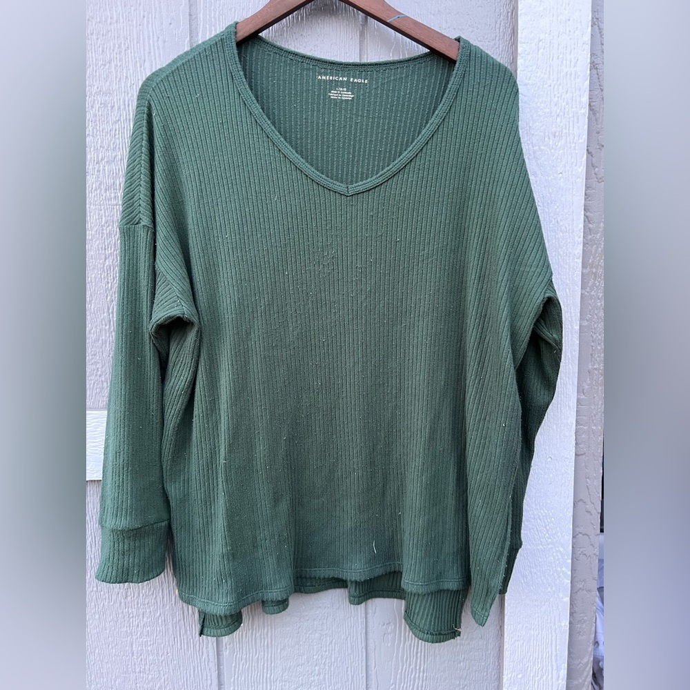 American Eagle Outfitters Forest Green Long Sleeve Top